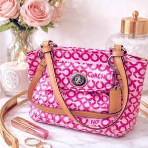 Coach Pink Coated Canvas Monogram Bag Vintage